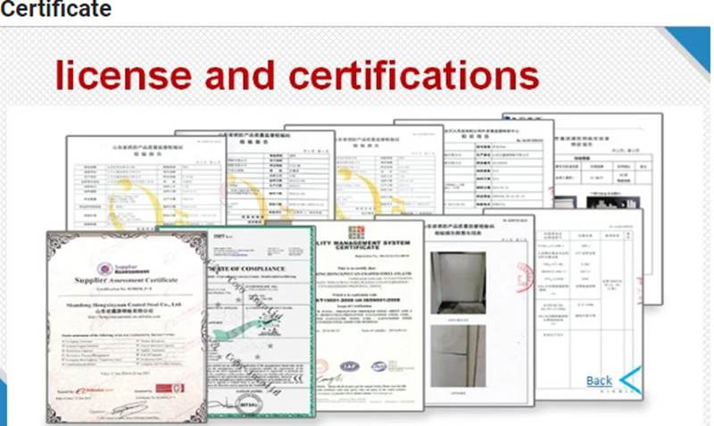 certificate for PU sandwich panels