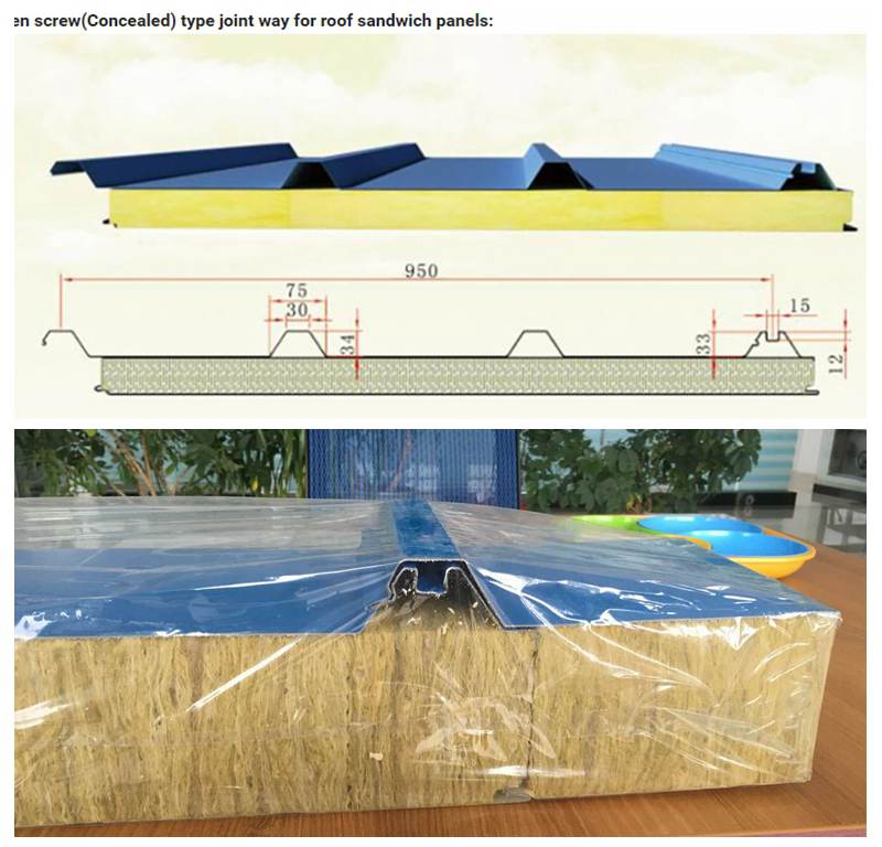 hiden screw type joint way panel for roof