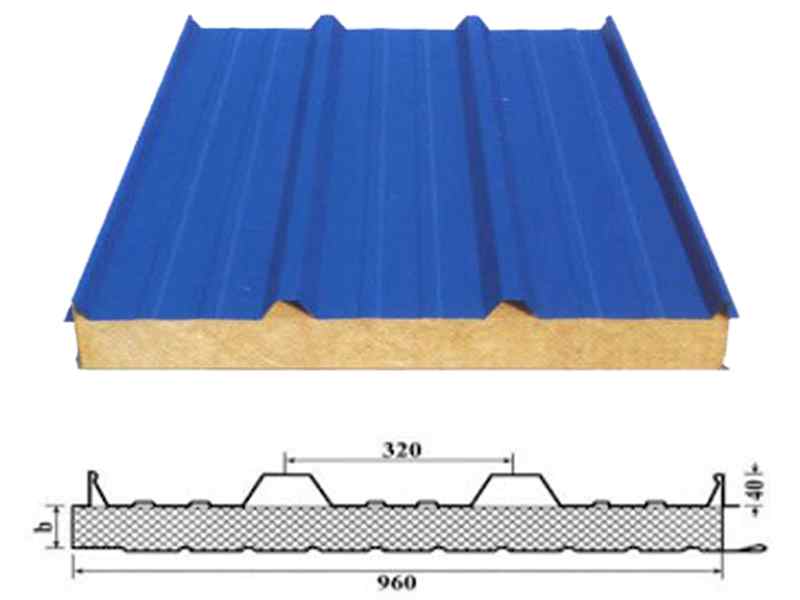 blue color roof sandwich panels