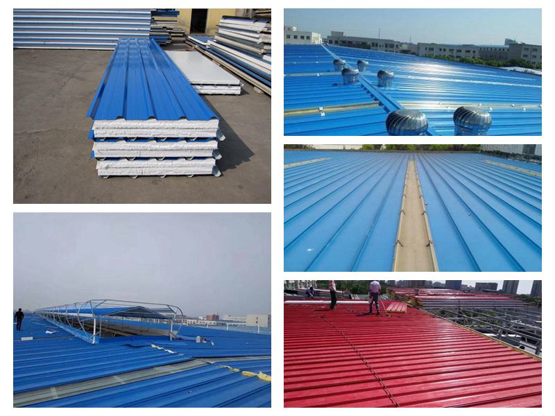 Application with sandwich roof panels